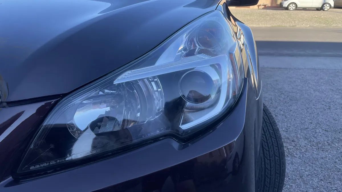 Clear restored headlight lens with UV protection after Tucson-area service